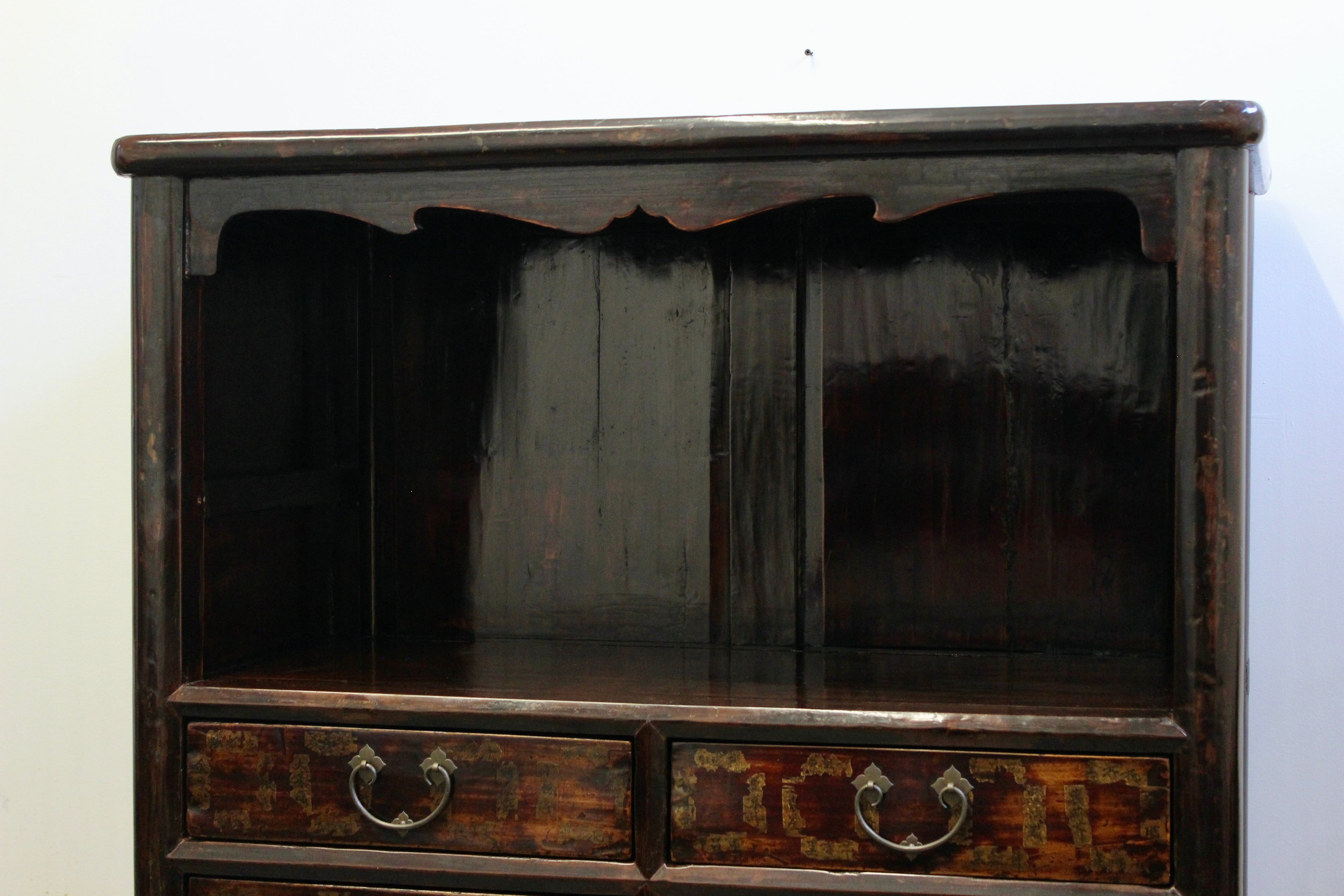 Large Korean Lacquered Elmwood Display Cabinet