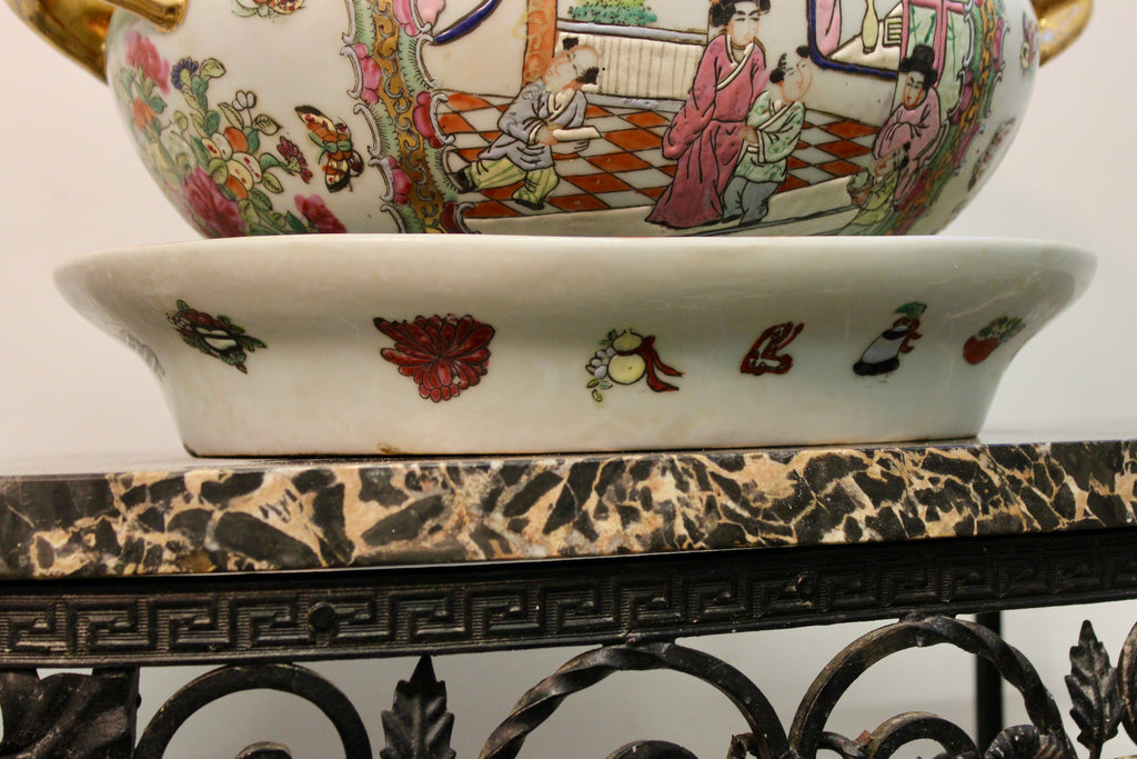 Antique Chinese Export Famille Rose Covered Tureen with Stand