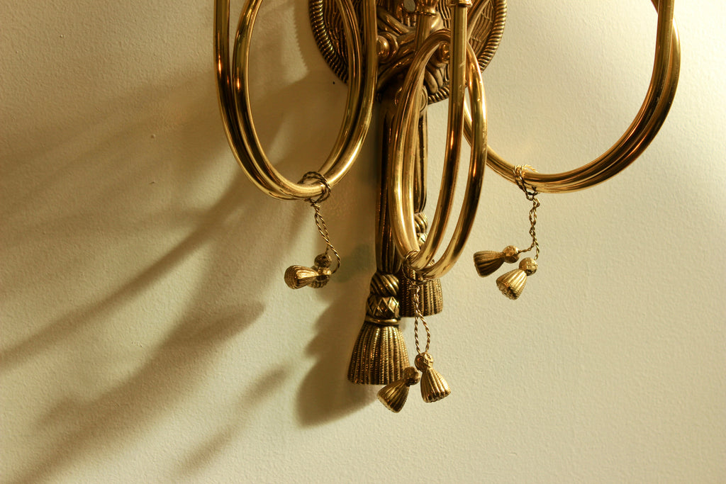 Brass Three-Light Trumpet-Form Wall Sconce