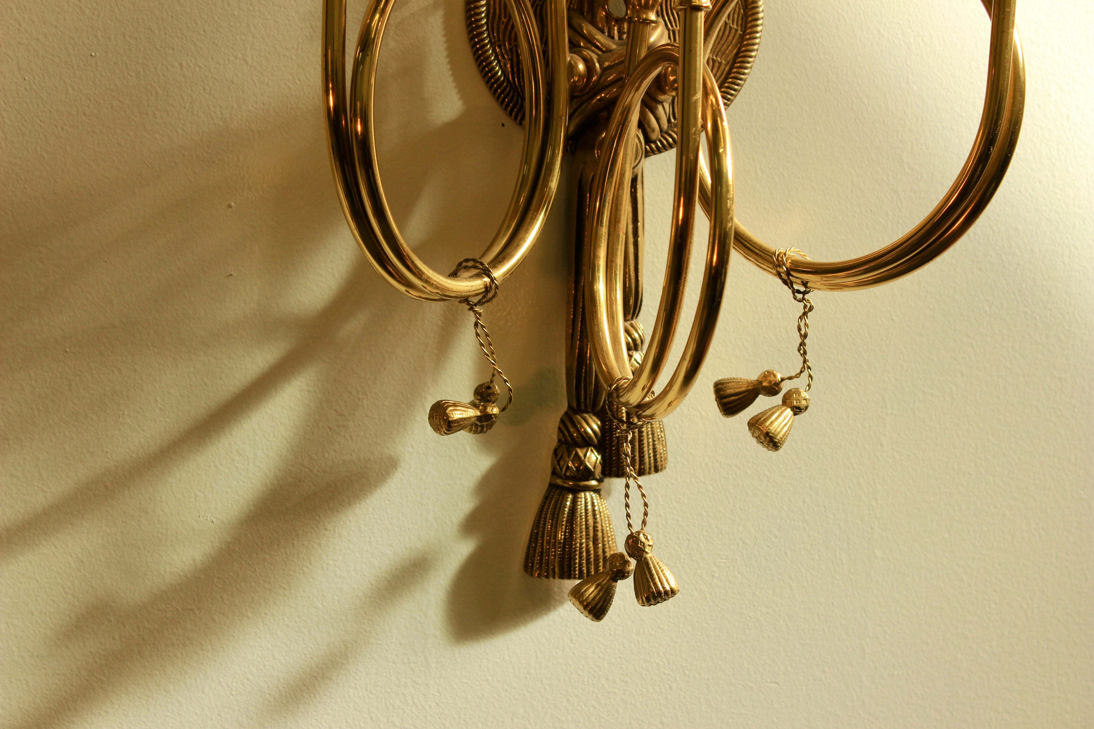 Brass Three-Light Trumpet-Form Wall Sconce