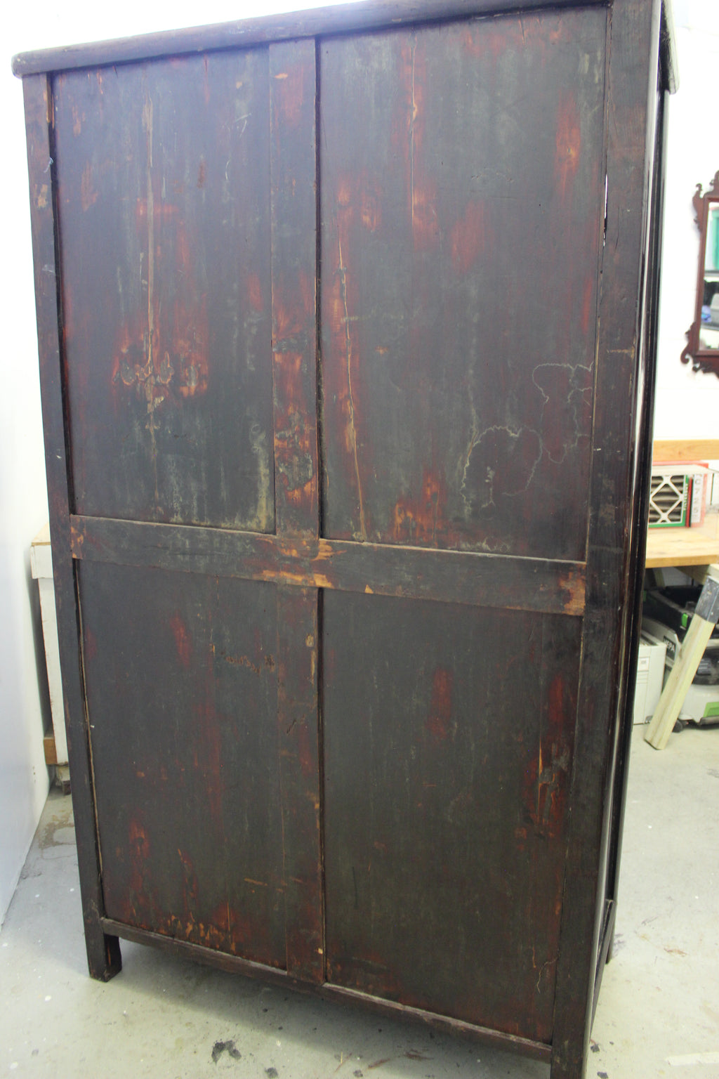 Large Korean Lacquered Elmwood Display Cabinet