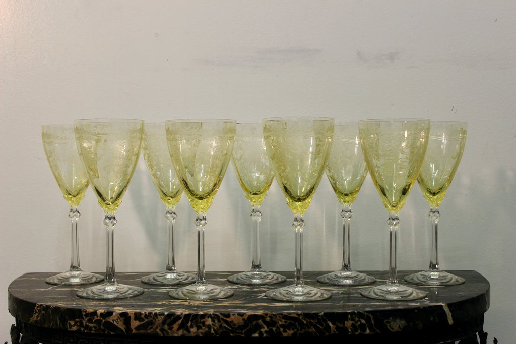Vintage Fostoria June Glass Decanter and Goblet Set