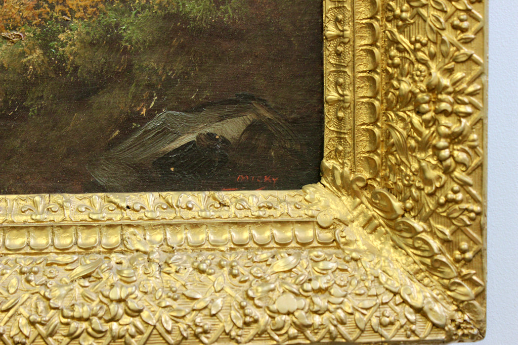 Vintage Scenic Oil on Board in Gilt Frame