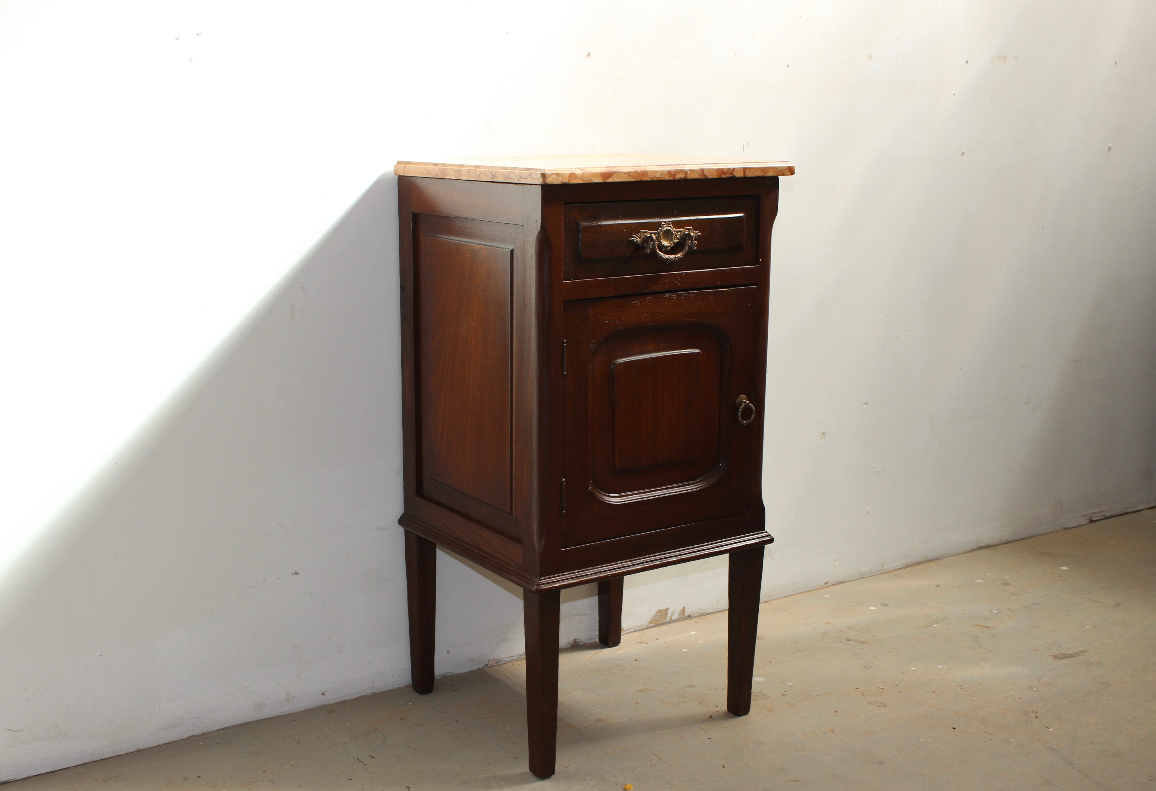 Antique Marble Top Bedside Table