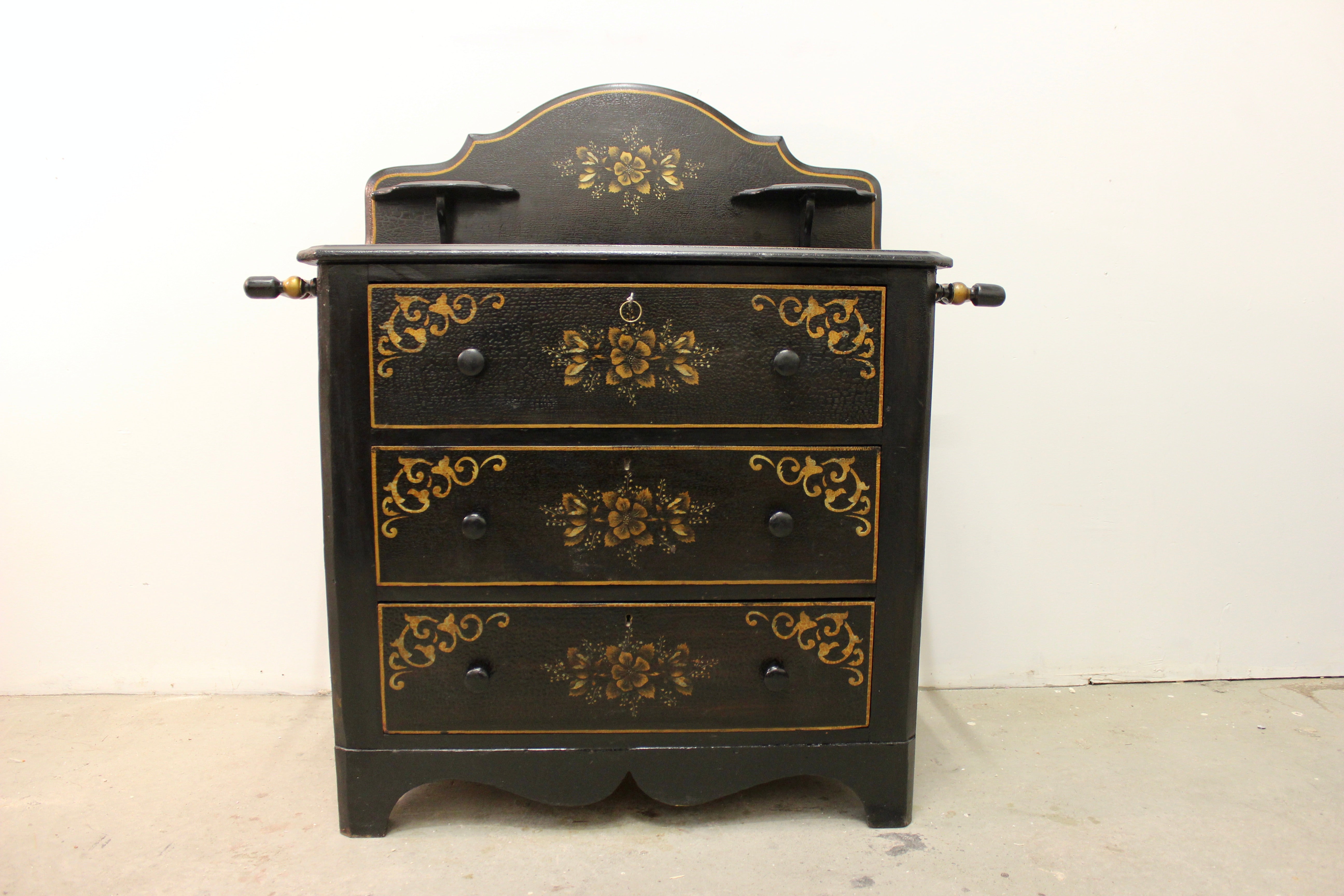 Antique American Black-Painted Chest of Drawers – Ishtar NYC