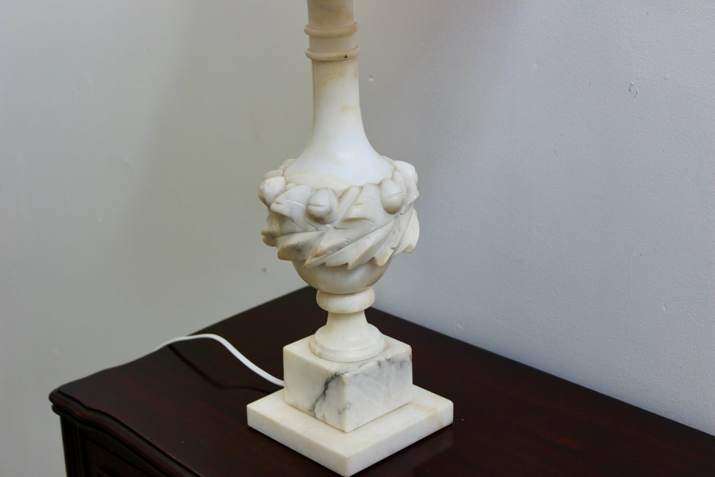 Carved Alabaster Vintage Table Lamp
