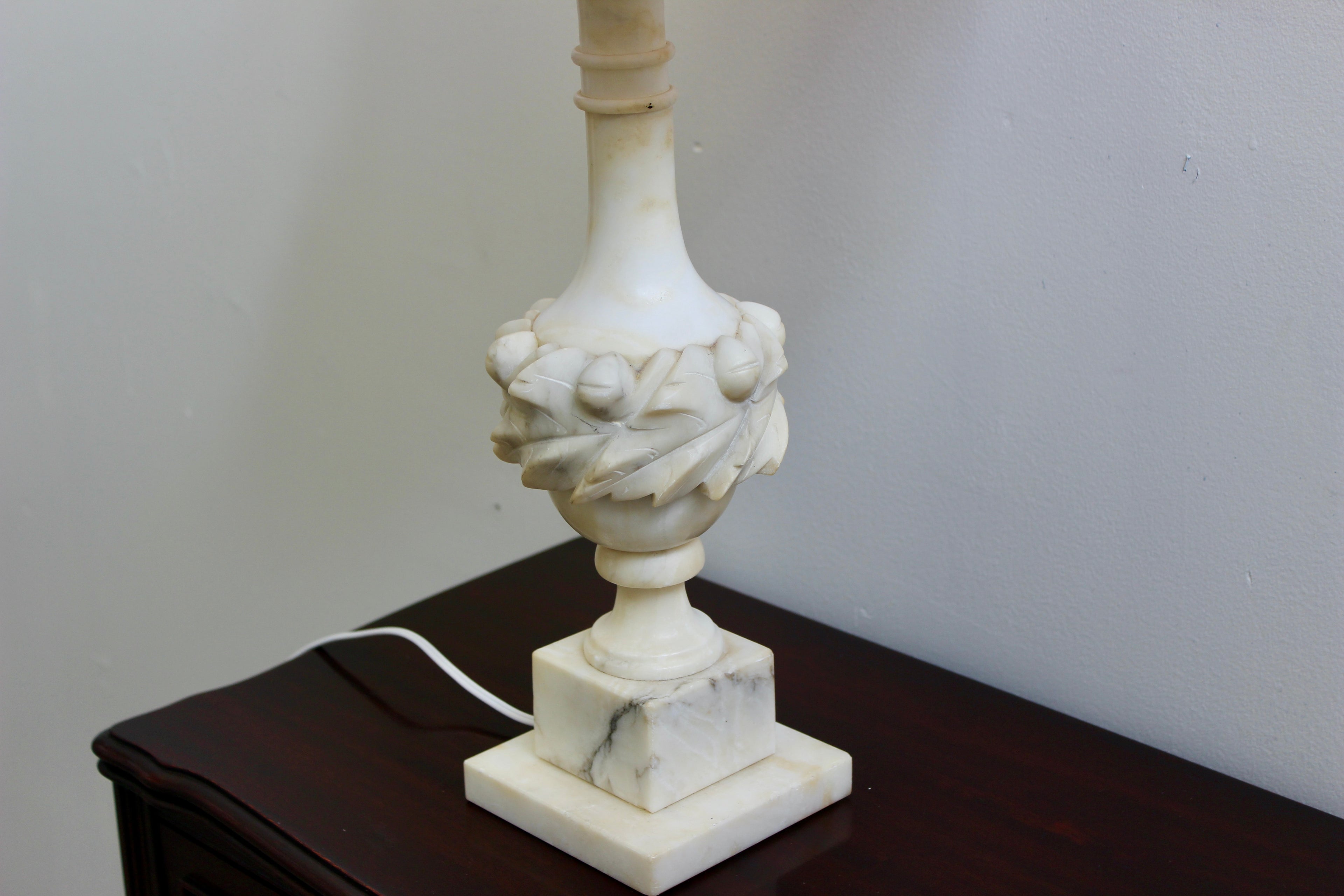 Carved Alabaster Vintage Table Lamp