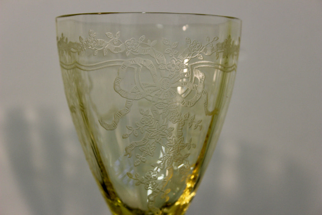 Vintage Fostoria June Glass Decanter and Goblet Set