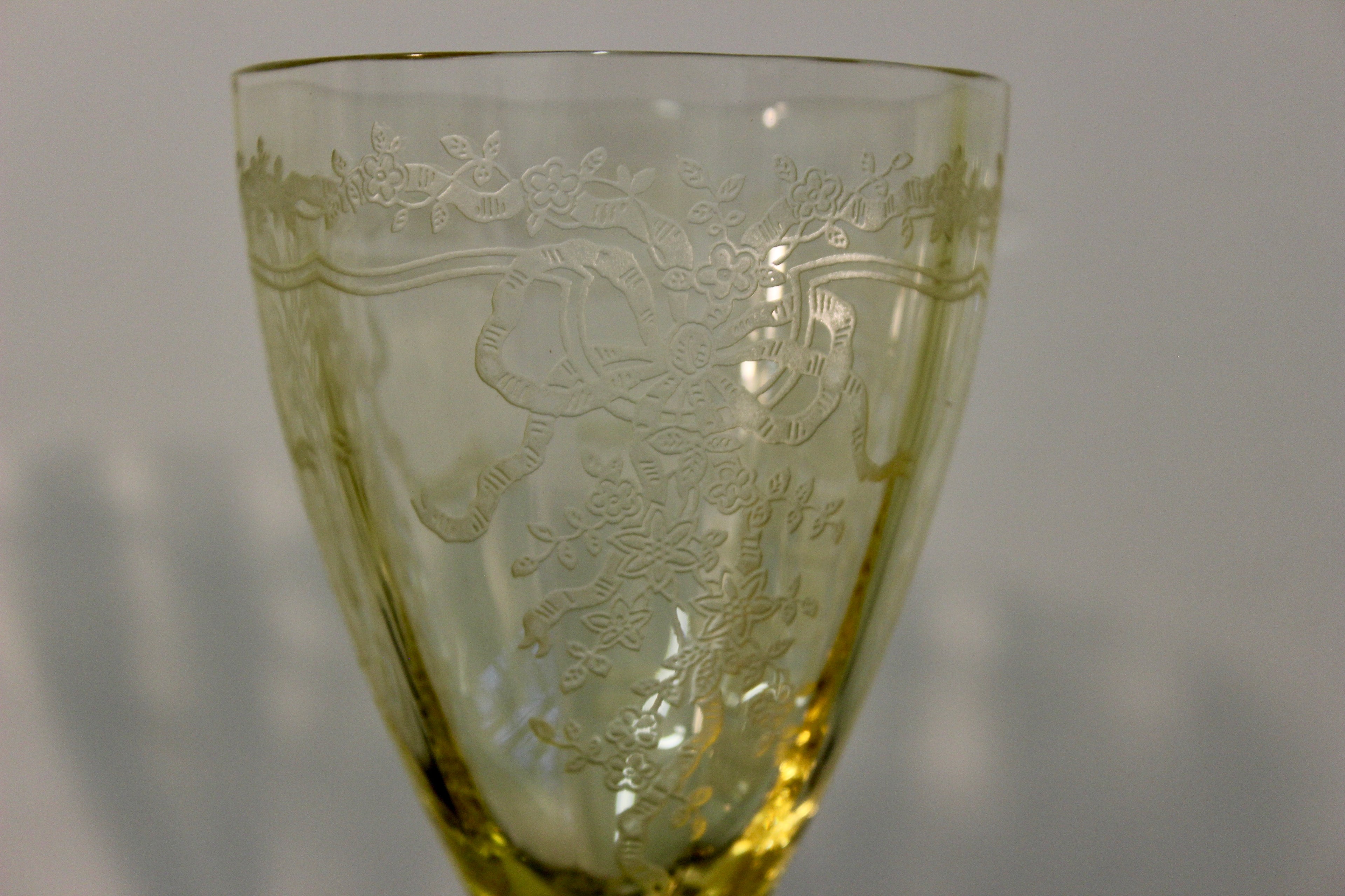 Vintage Fostoria June Glass Decanter and Goblet Set
