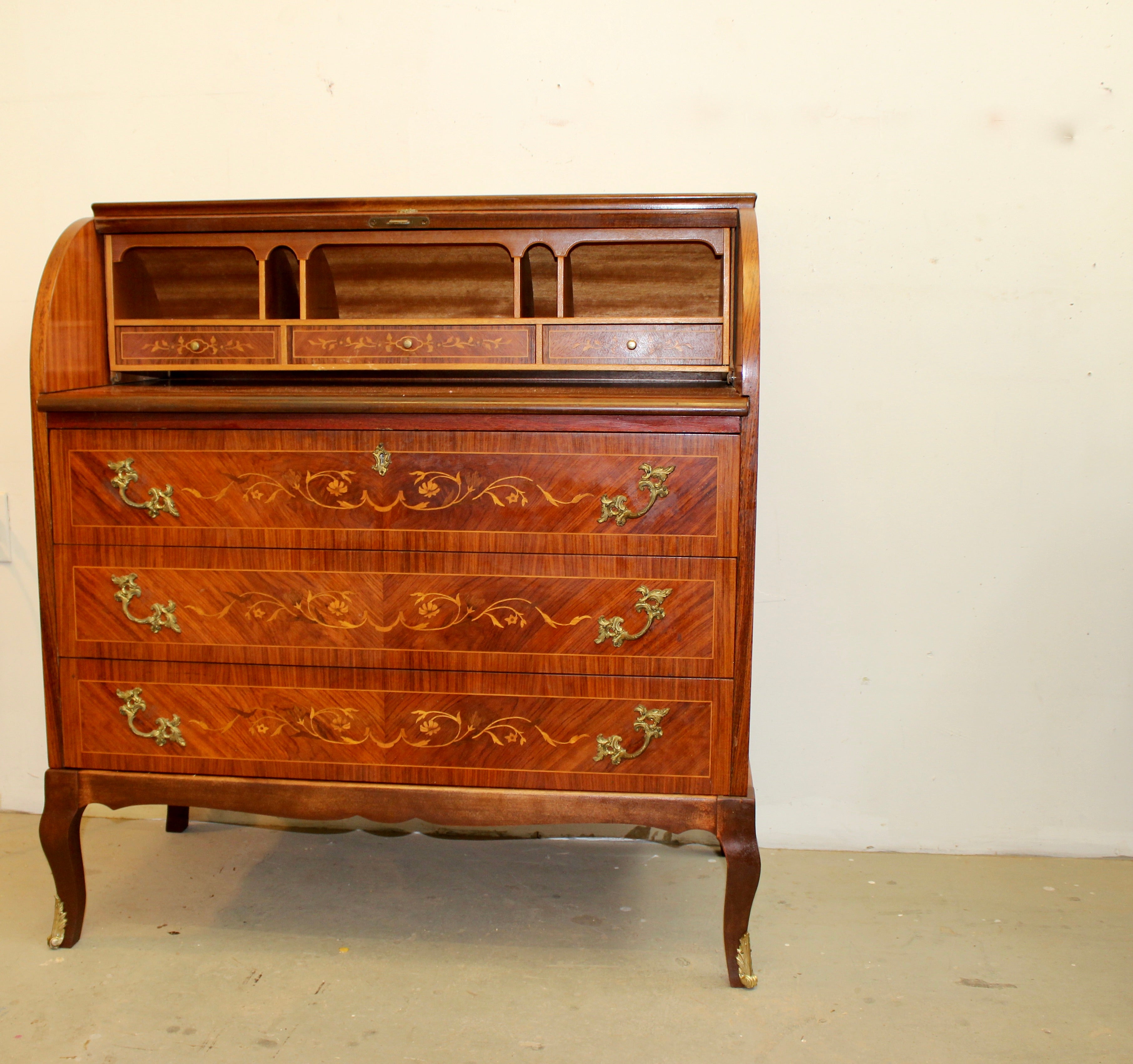 French Style Marquetry Inlaid Secretaire by Möbelbolaget Tranås