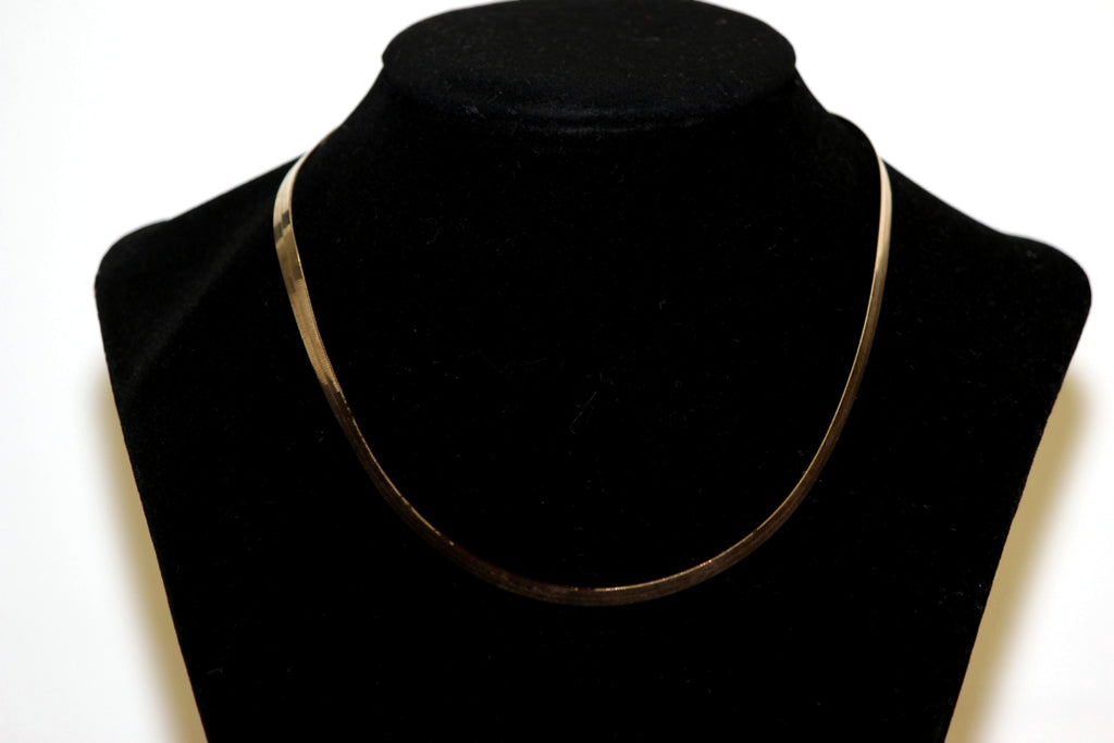 10K Yellow Gold Flat Herringbone Chain Necklace