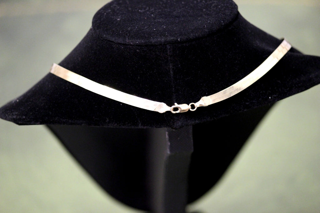 10K Yellow Gold Flat Herringbone Chain Necklace