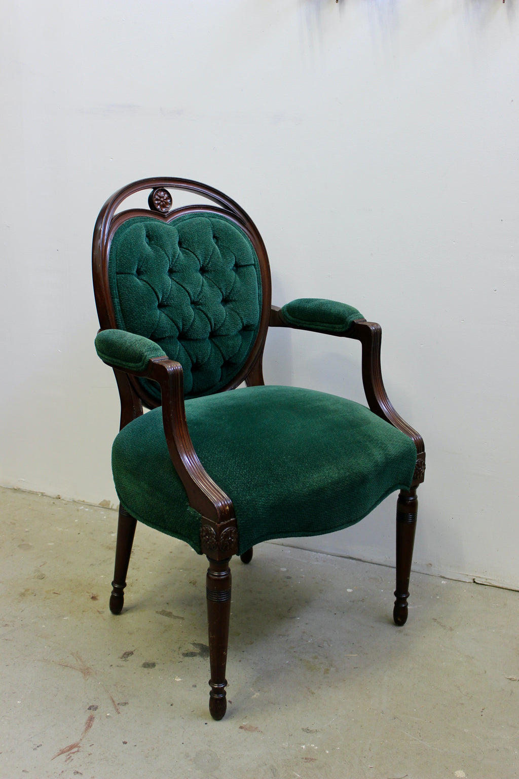 Victorian Style Green Upholstered Open Armchair