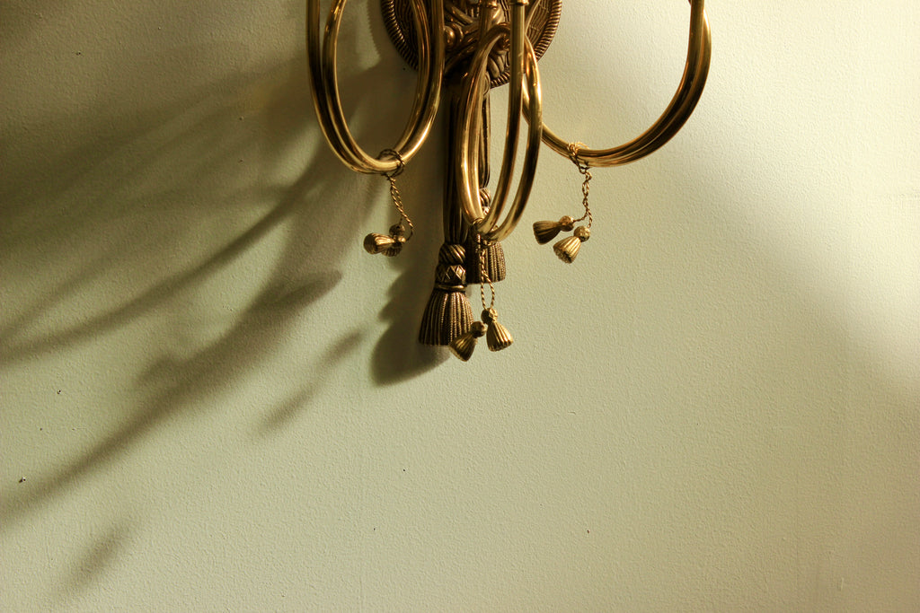 Brass Three-Light Trumpet-Form Wall Sconce