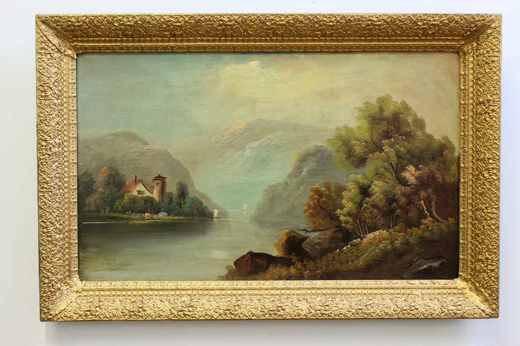 Vintage Scenic Oil on Board in Gilt Frame