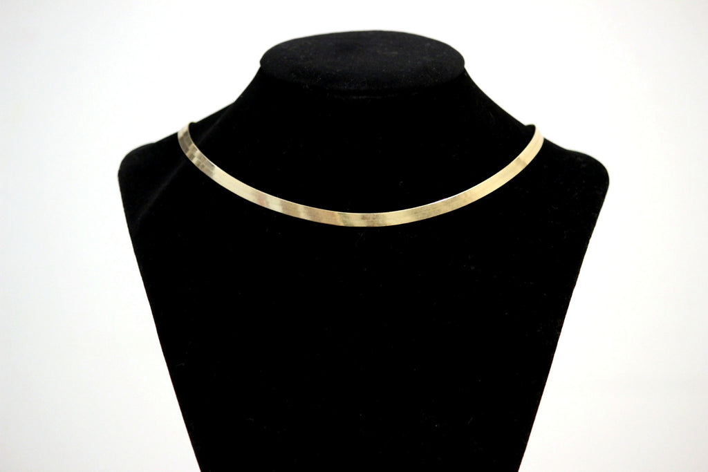 10K Yellow Gold Flat Herringbone Chain Necklace