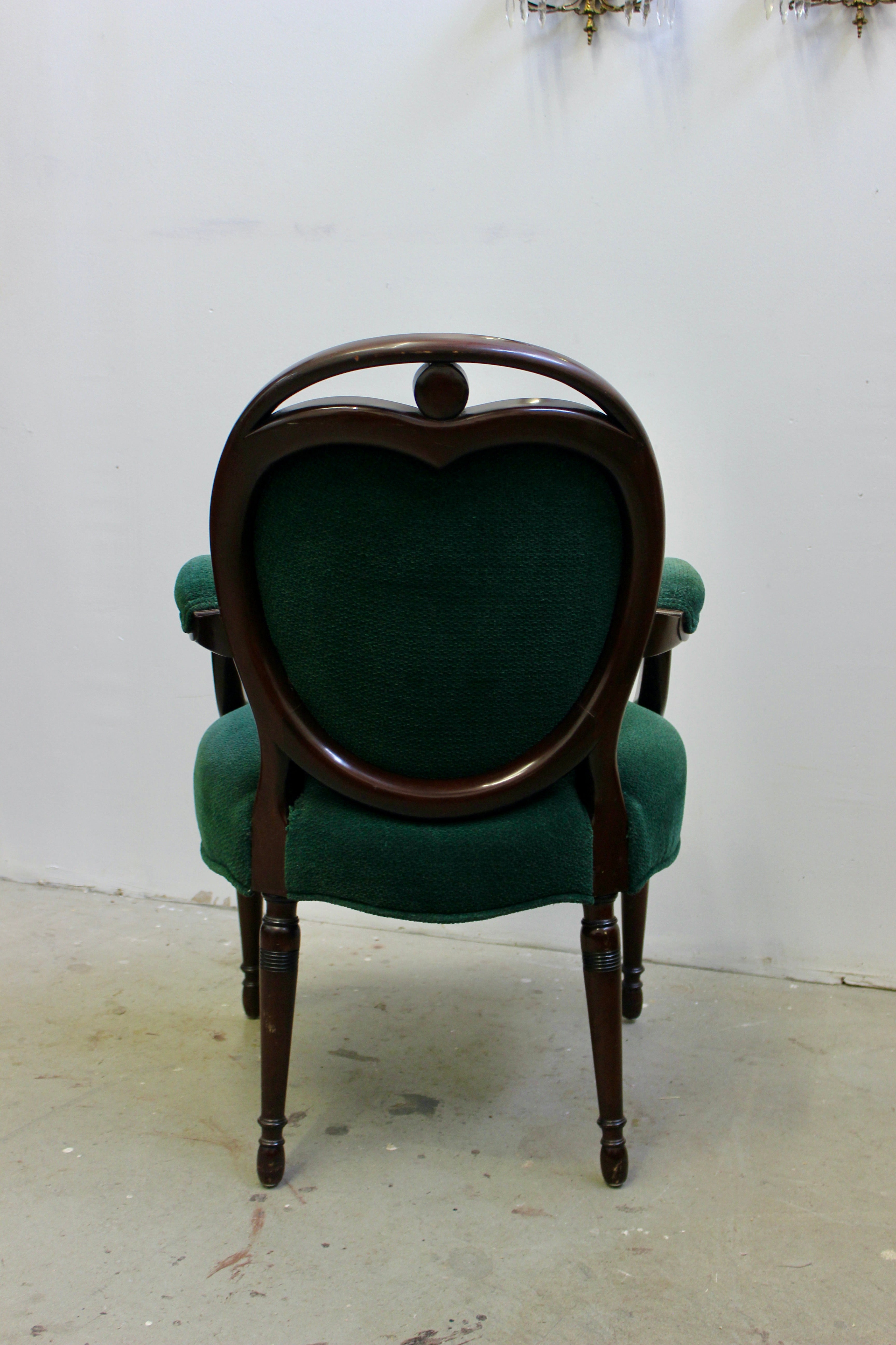 Victorian Style Green Upholstered Open Armchair