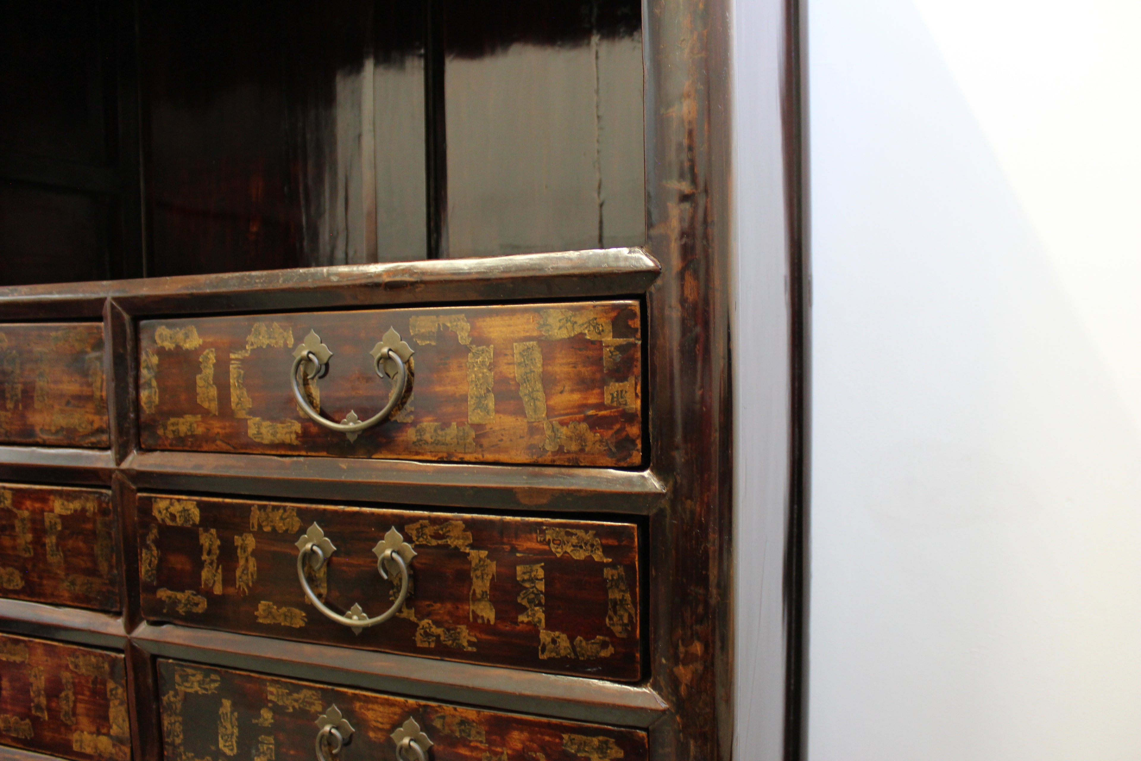 Large Korean Lacquered Elmwood Display Cabinet