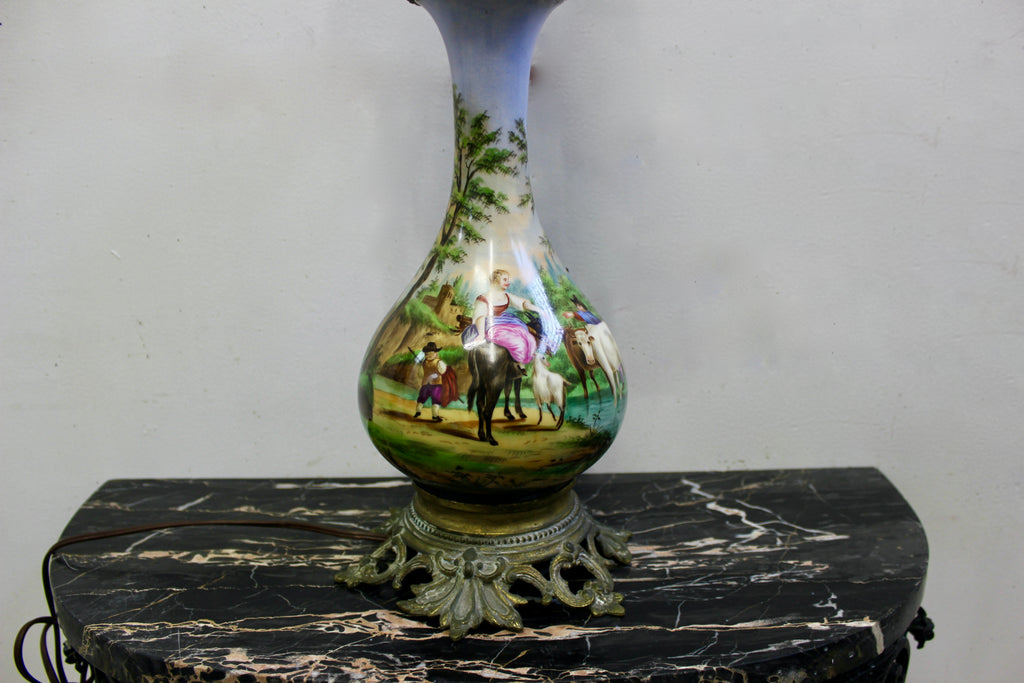 Hand Painted Porcelain Oil Lamp