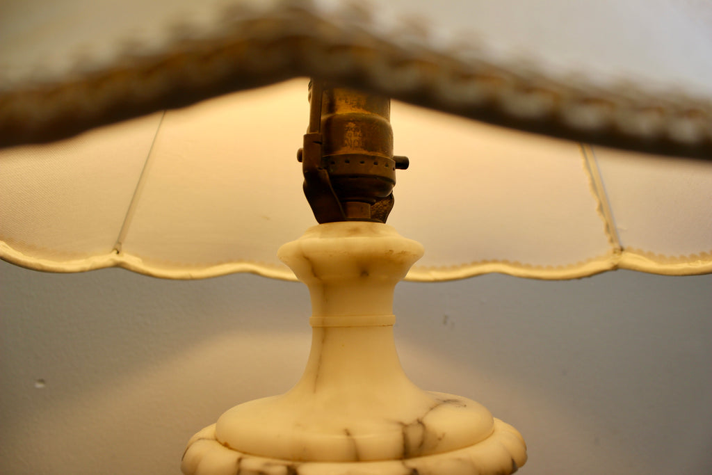 Carved Alabaster Vintage Table Lamp