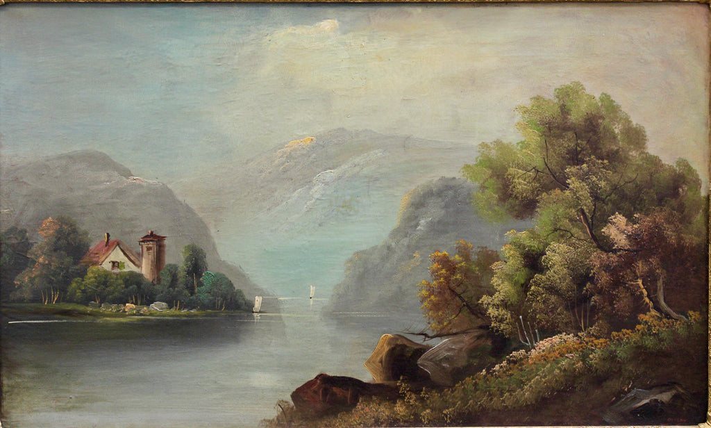 Vintage Scenic Oil on Board in Gilt Frame