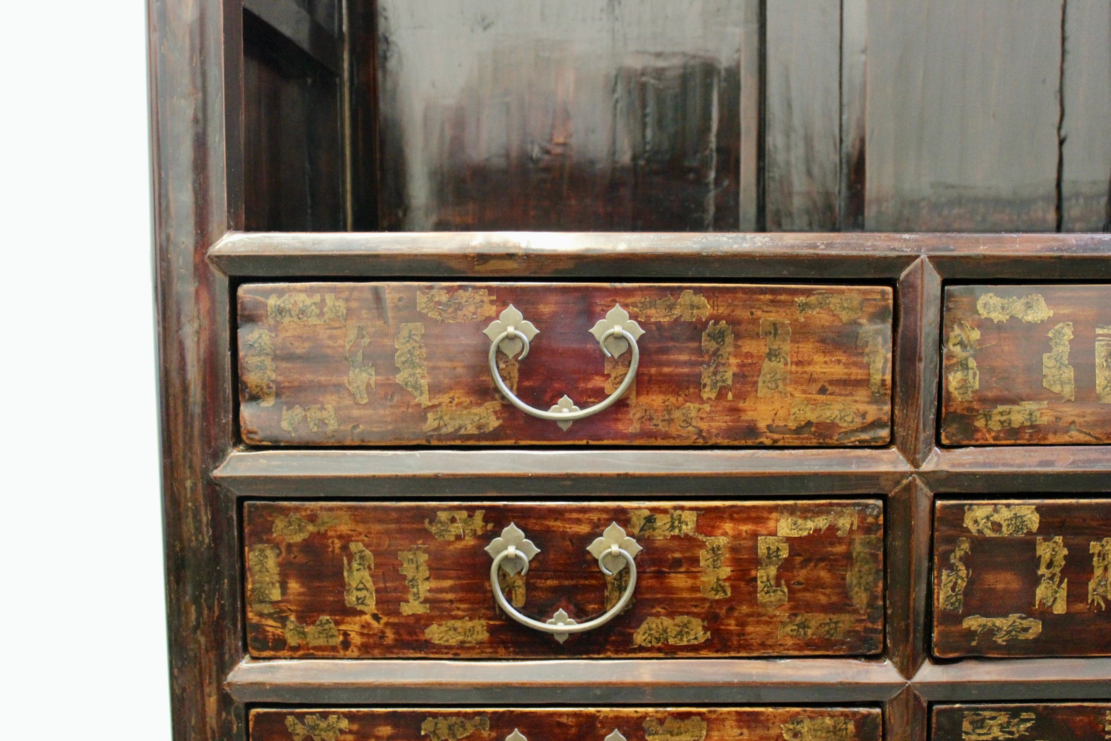 Large Korean Lacquered Elmwood Display Cabinet