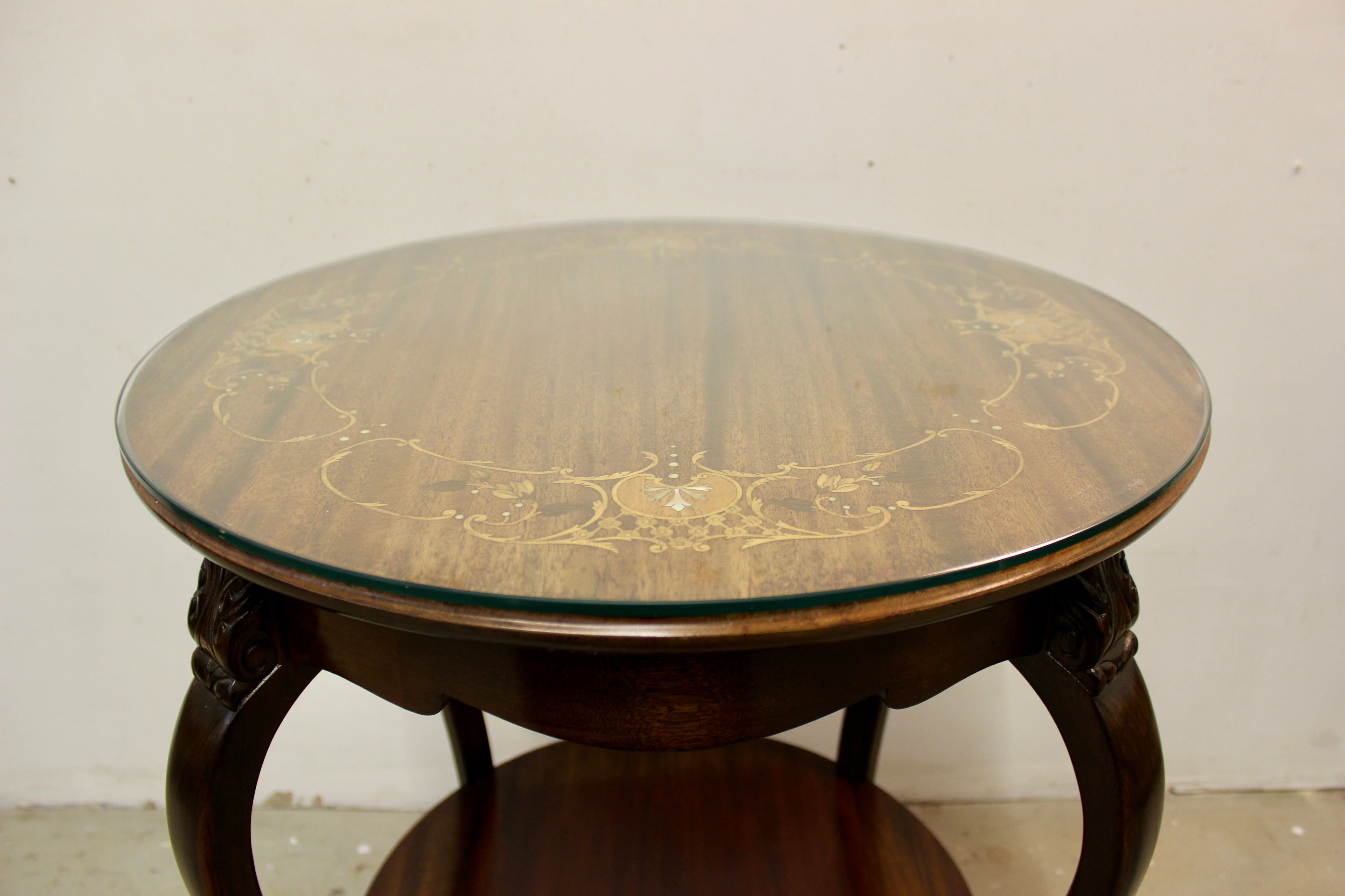 English Chippendale Style Mother-of-Pearl Inlaid Tea Table