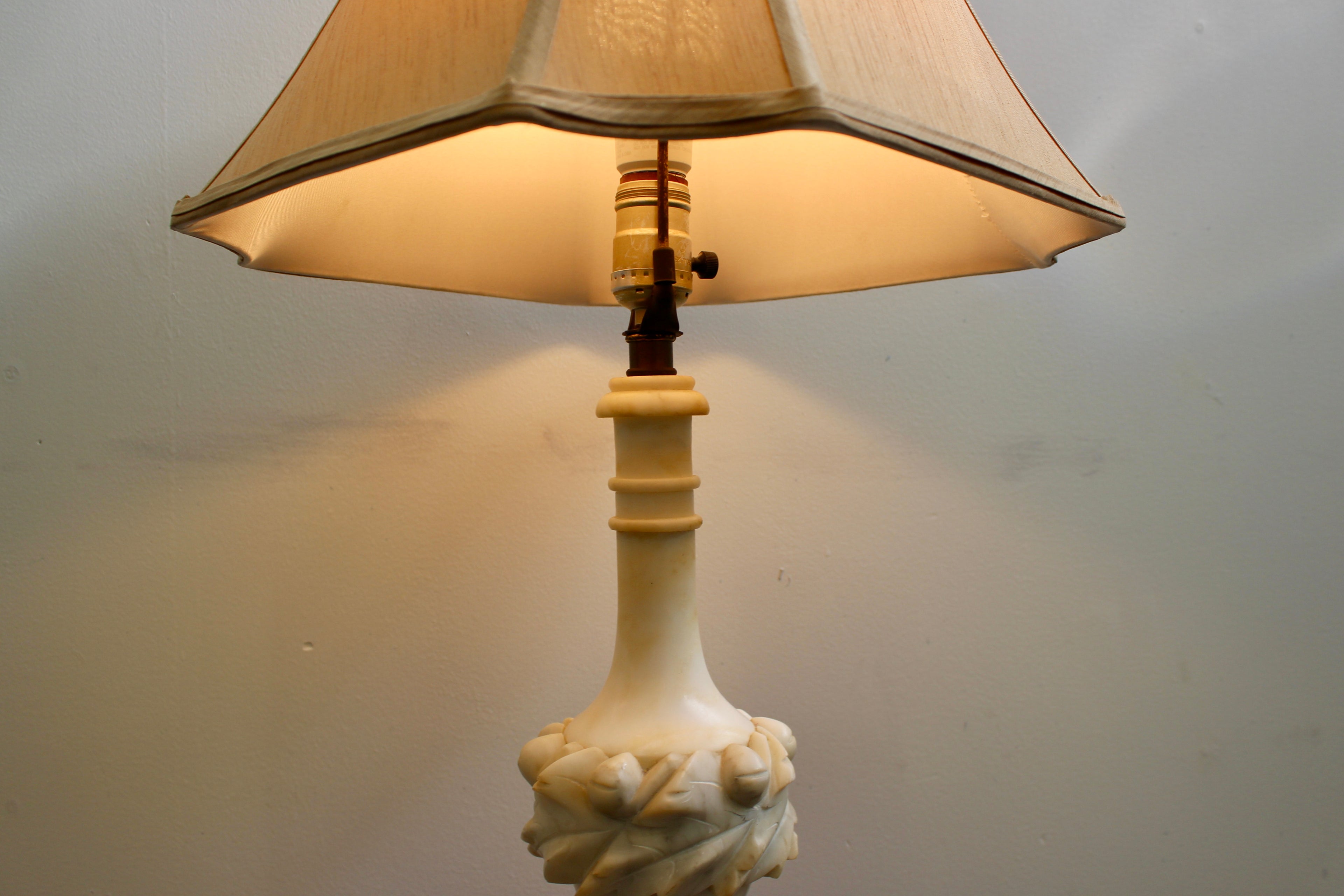 Carved Alabaster Vintage Table Lamp