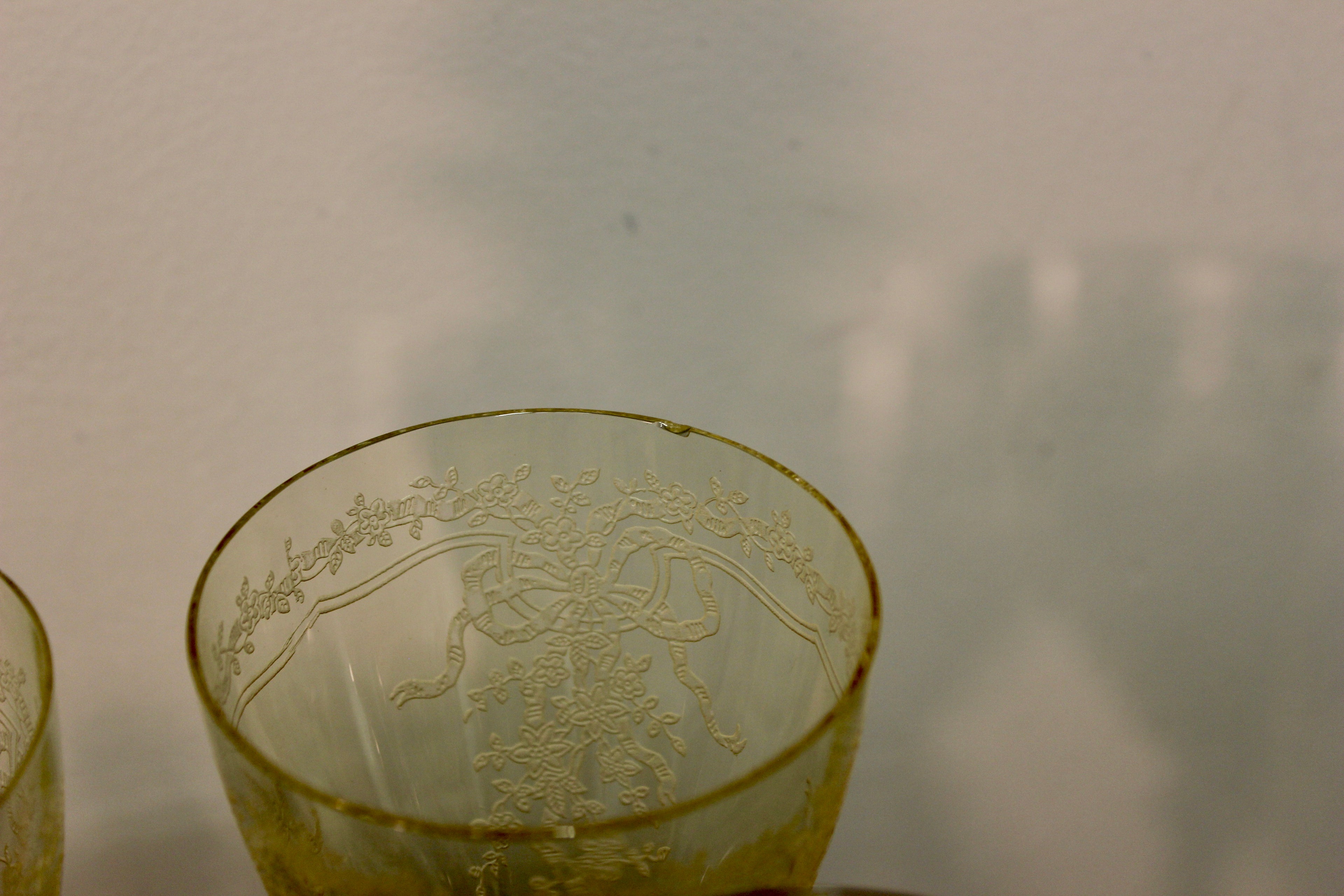 Vintage Fostoria June Glass Decanter and Goblet Set