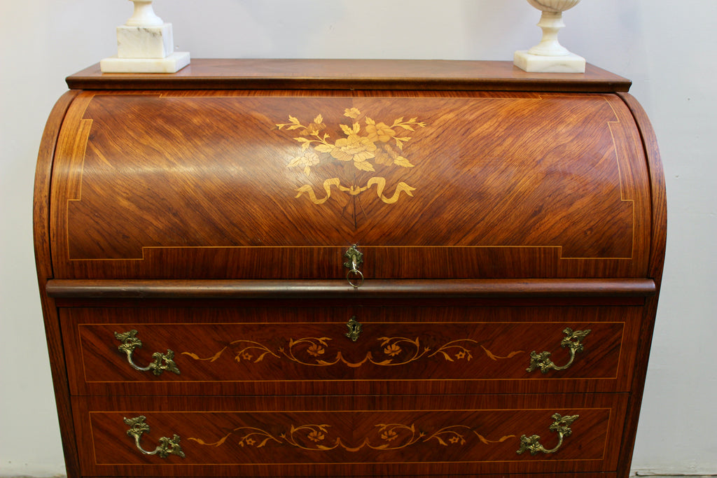 French Style Marquetry Inlaid Secretaire by Möbelbolaget Tranås