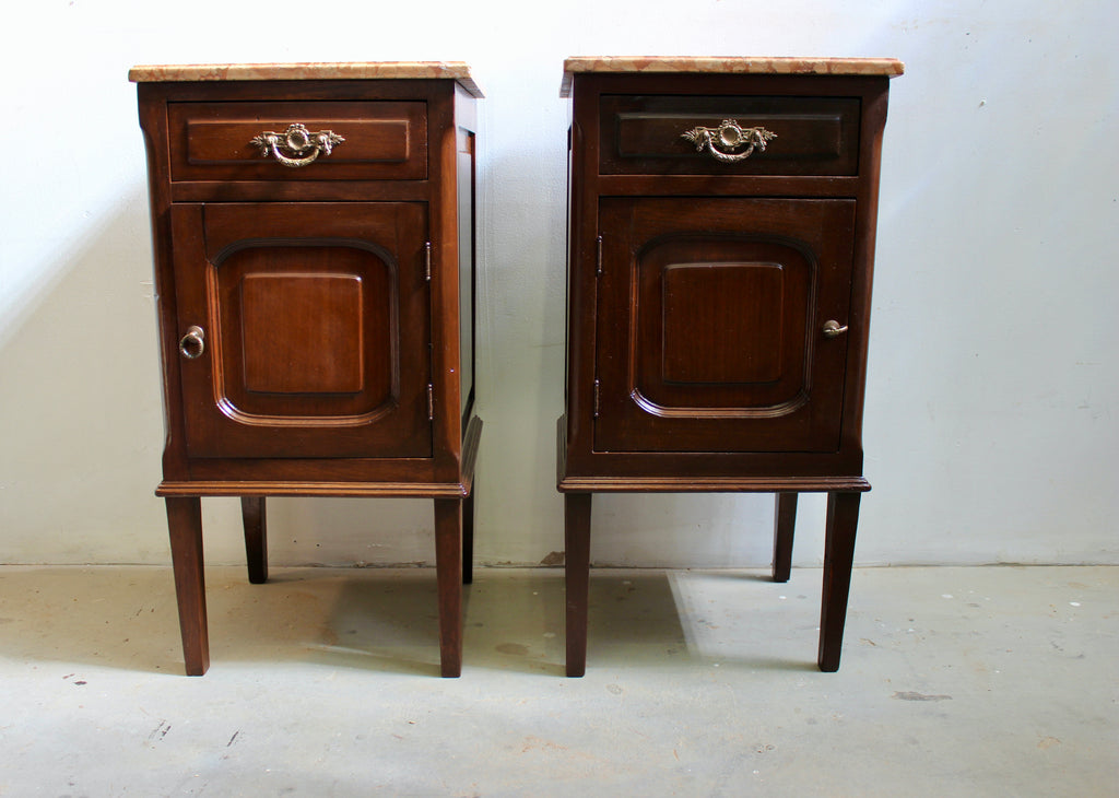 Antique Marble Top Bedside Table