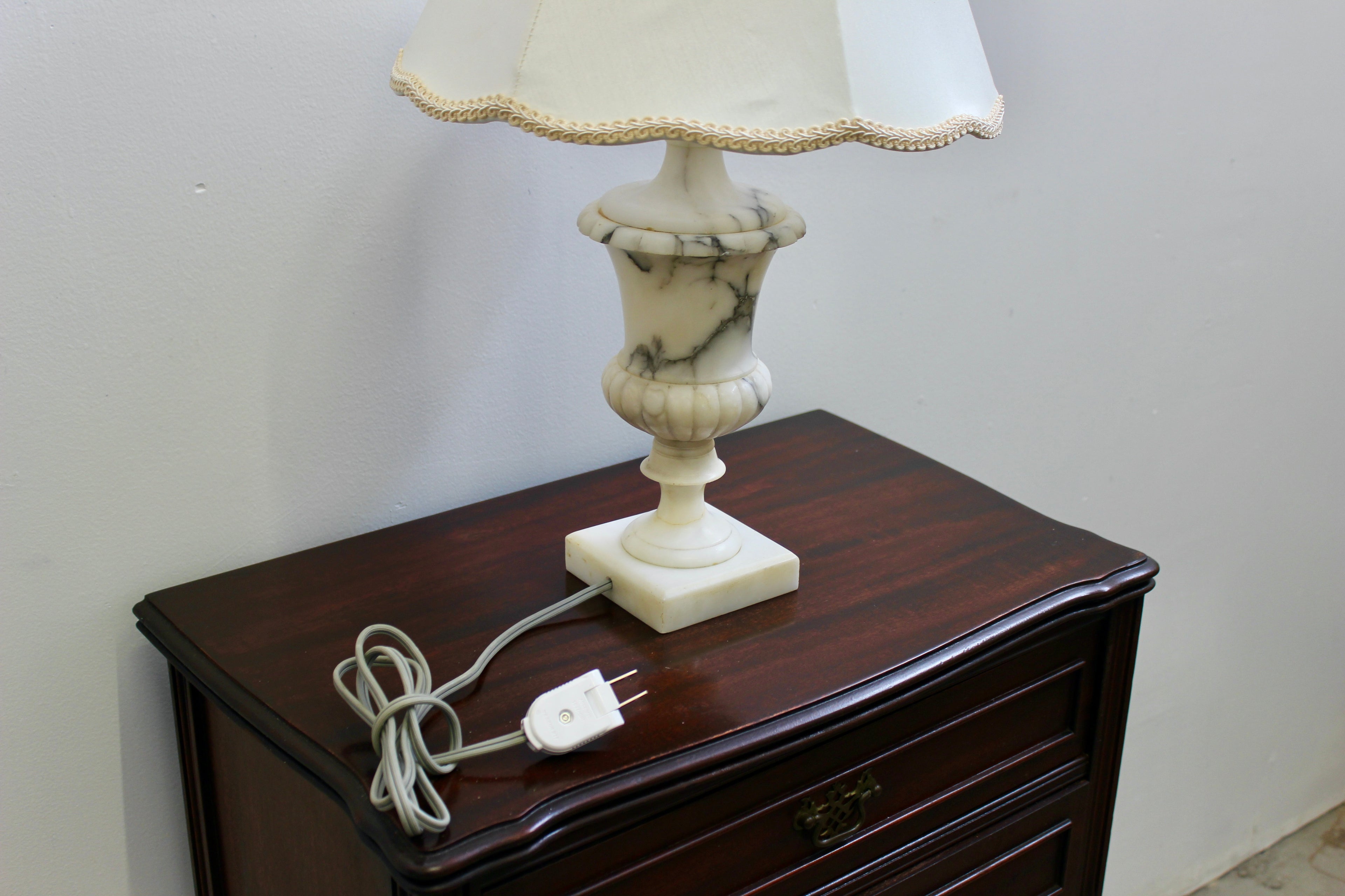 Carved Alabaster Vintage Table Lamp
