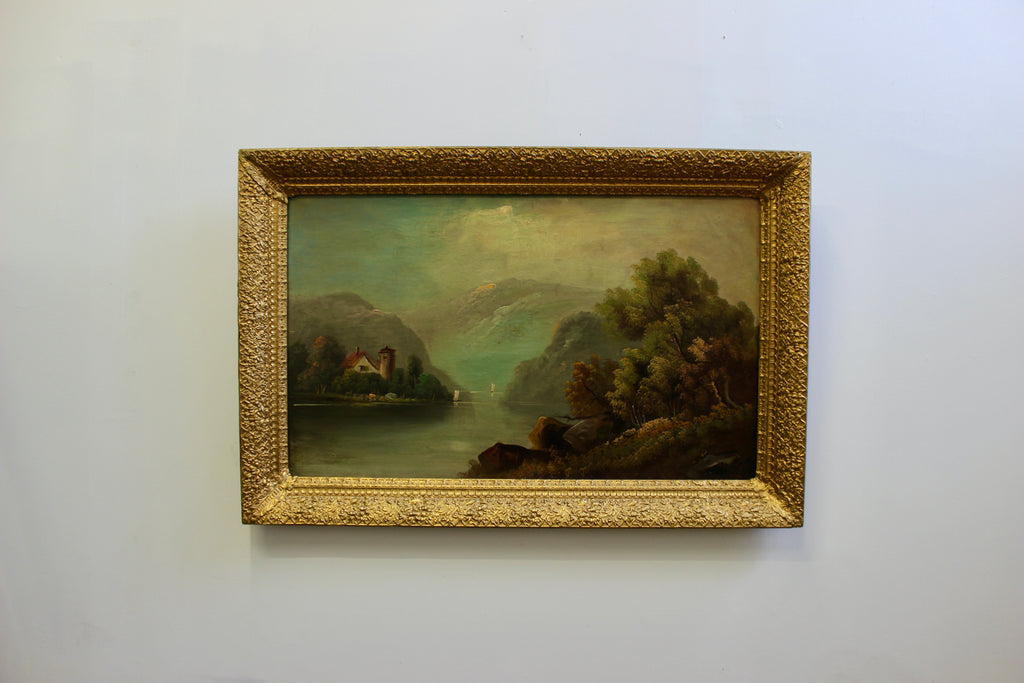 Vintage Scenic Oil on Board in Gilt Frame