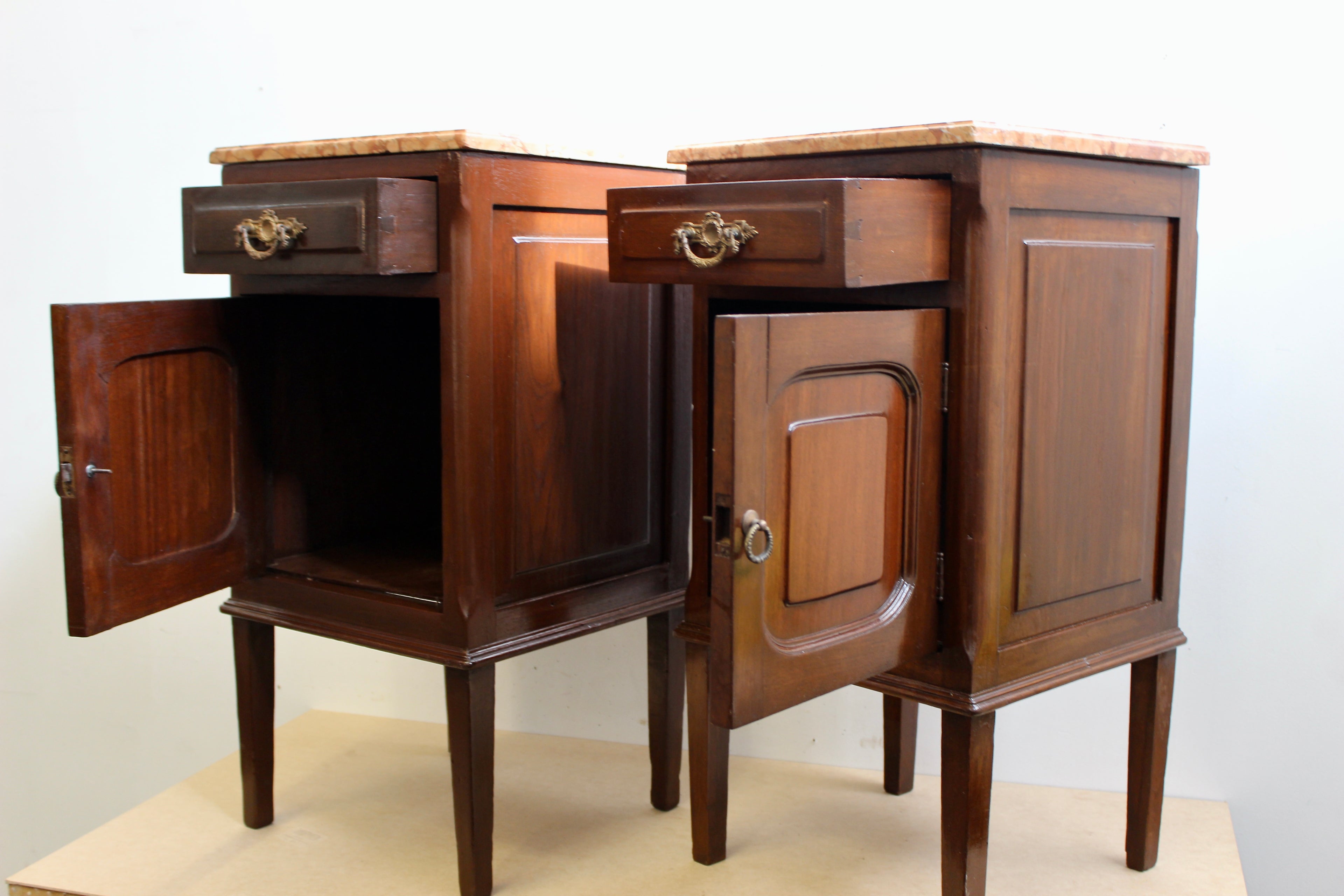 Antique Marble Top Bedside Table