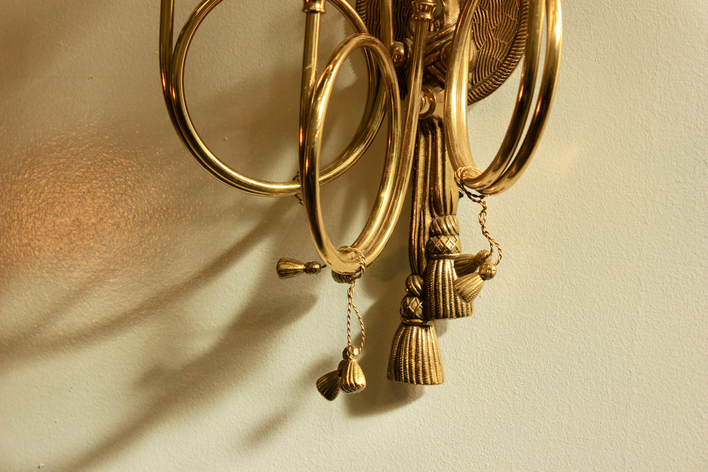 Brass Three-Light Trumpet-Form Wall Sconce