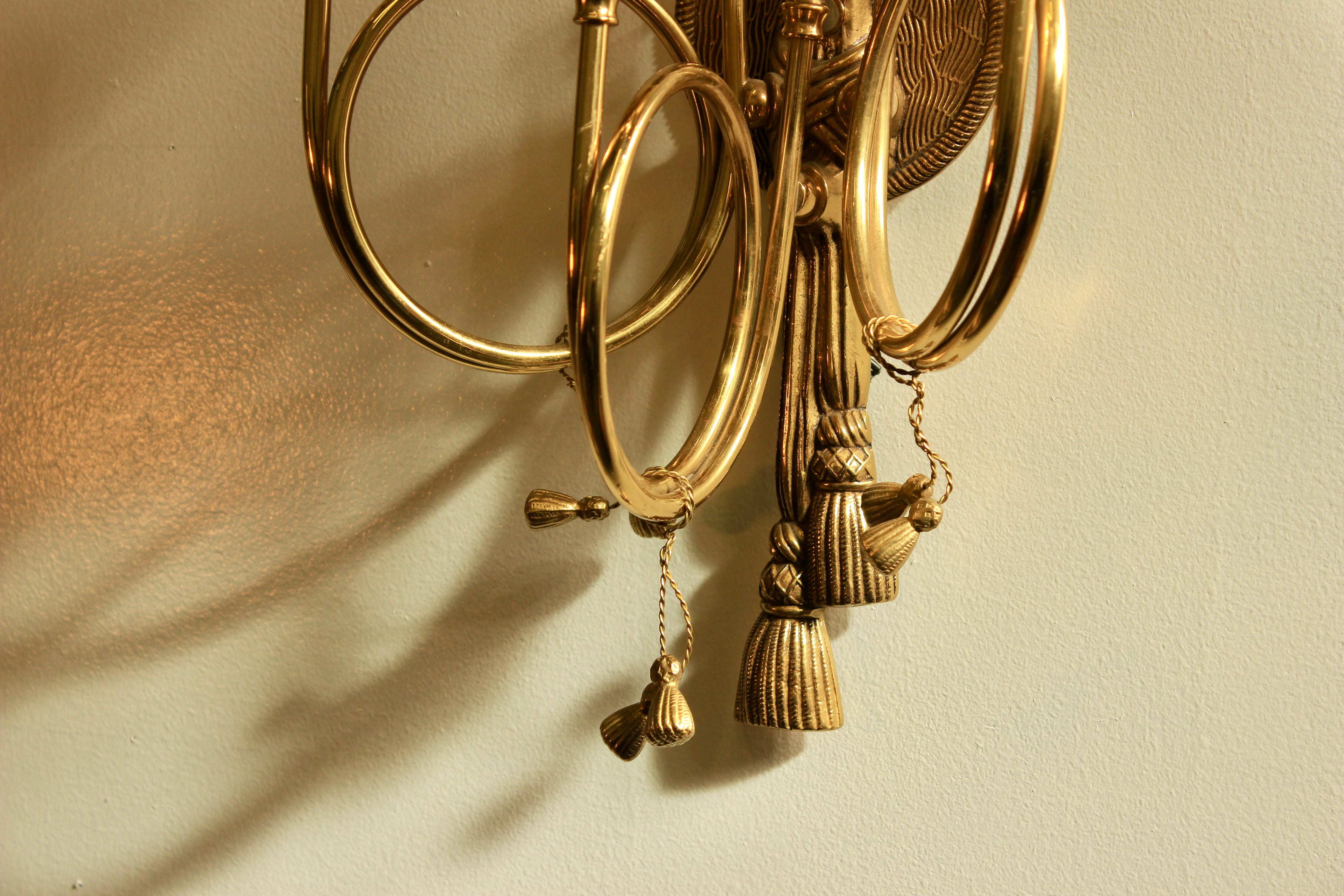 Brass Three-Light Trumpet-Form Wall Sconce