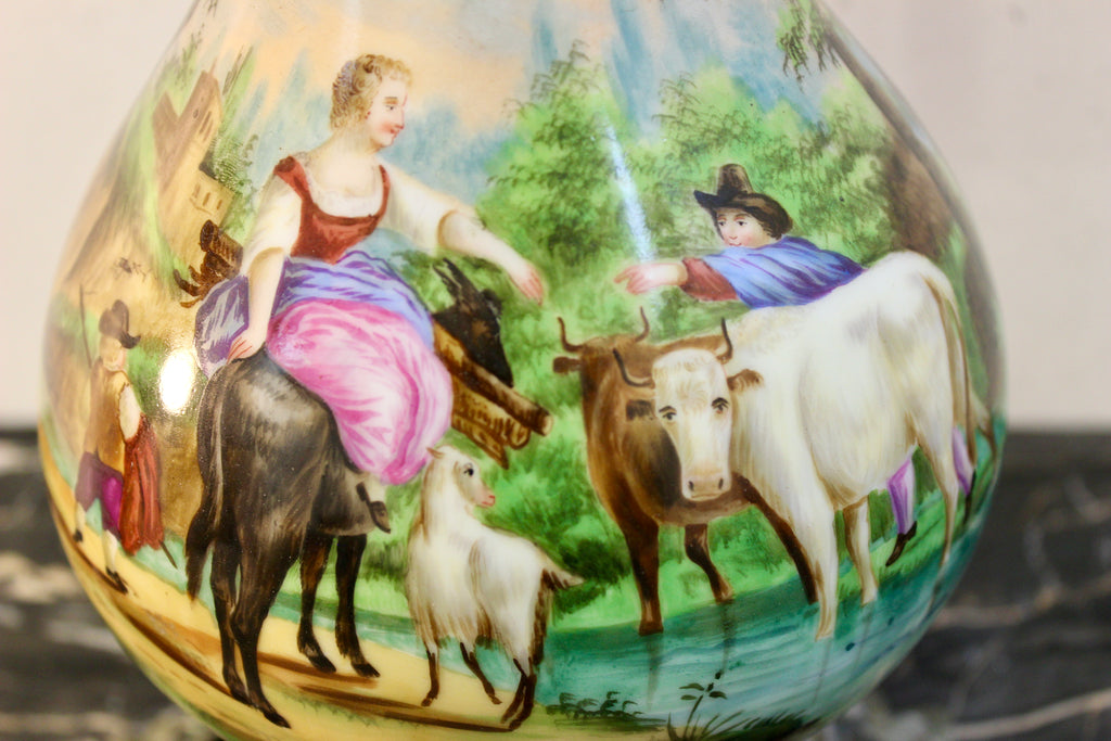 Hand Painted Porcelain Oil Lamp