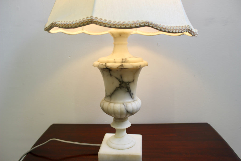 Carved Alabaster Vintage Table Lamp