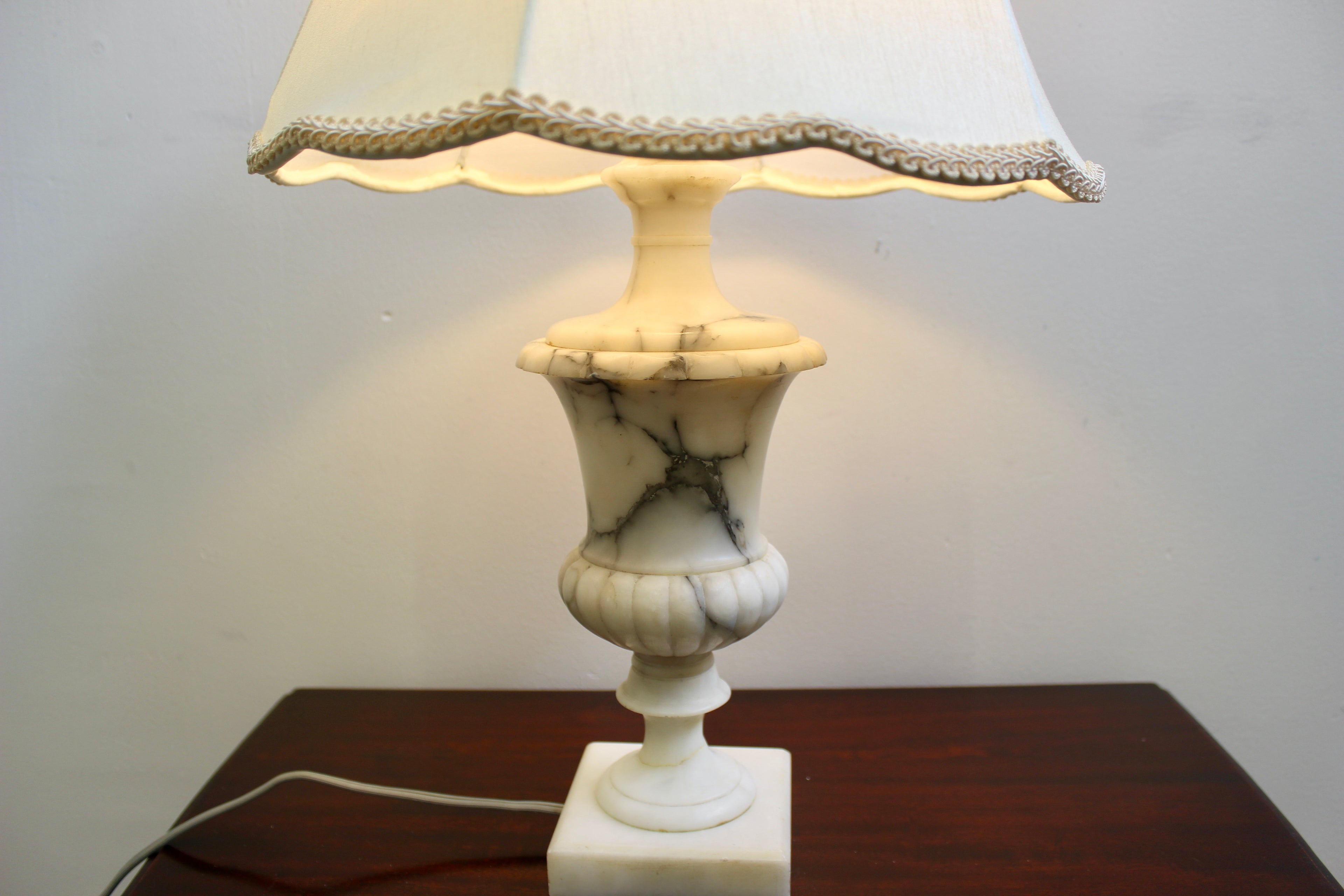 Carved Alabaster Vintage Table Lamp